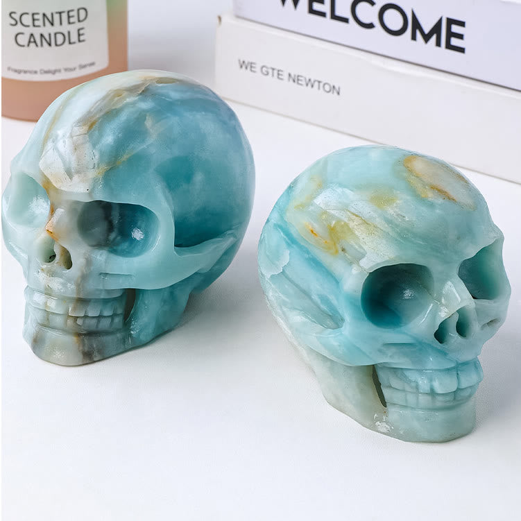 Olivenorma Natural Amazonite Gemstone Decoration Crystal Skull