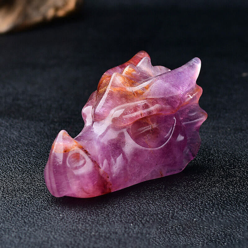 Olivenorma 3.2 Inch Dragon Head Skull Gemstone Decoration