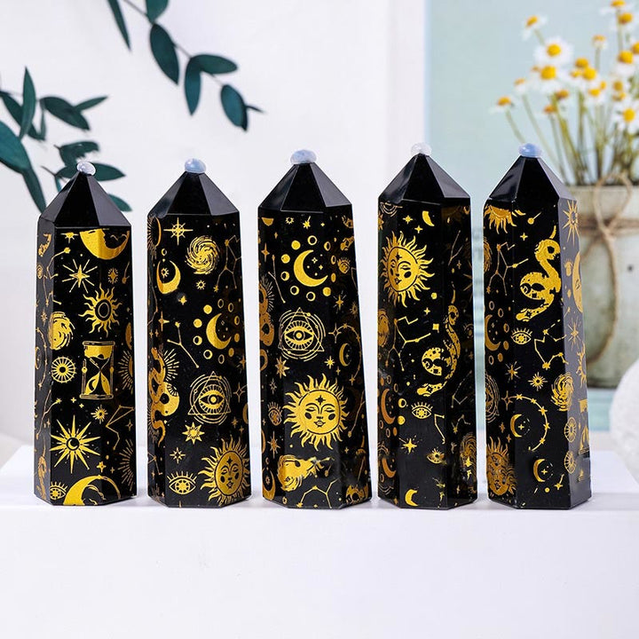 Olivenorma Obsidian Crystal Tower Hexagonal Crystal Wands