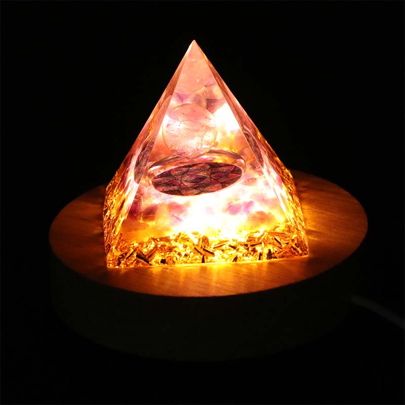 Olivenorma USB Pyramid Light Base Wooden Display Lamp Holder