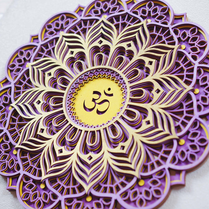 Olivenorma Purple Pink Om Hamsa Chakra 3D Carving Wall Decor