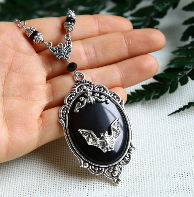 Olivenorma Silver Bat Obsidian Necklace - image 1