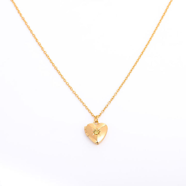 Olivenorma "Shine in My Heart"-Birthstone Heart Album Necklace