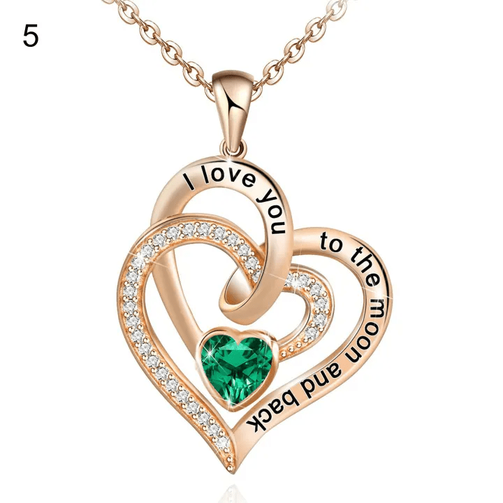 FREE Today: "I Love You to the Moon and Back" – Eternal Hearts Birthstone Necklace - Rosegold - May - Card Style Two - image 40