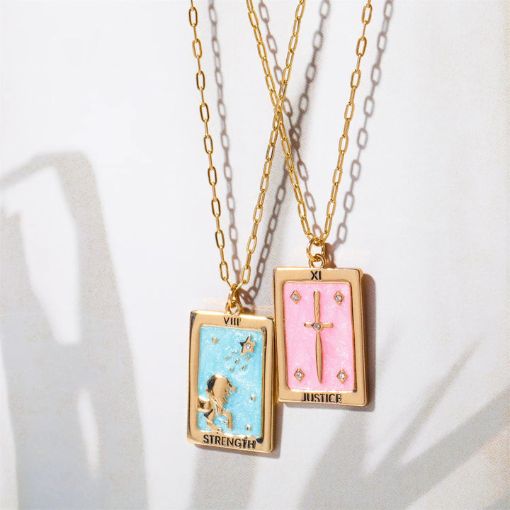 Olivenorma Vintage Tarot Card Square Pendant Titanium Steel Necklace