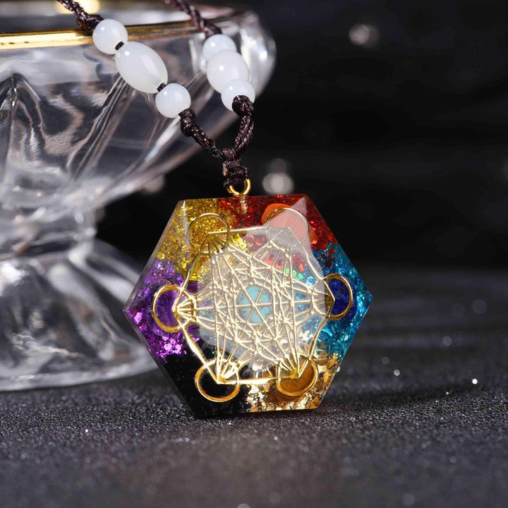 Olivenorma Chakra Metatron's Cube Symbol Meditation Necklace