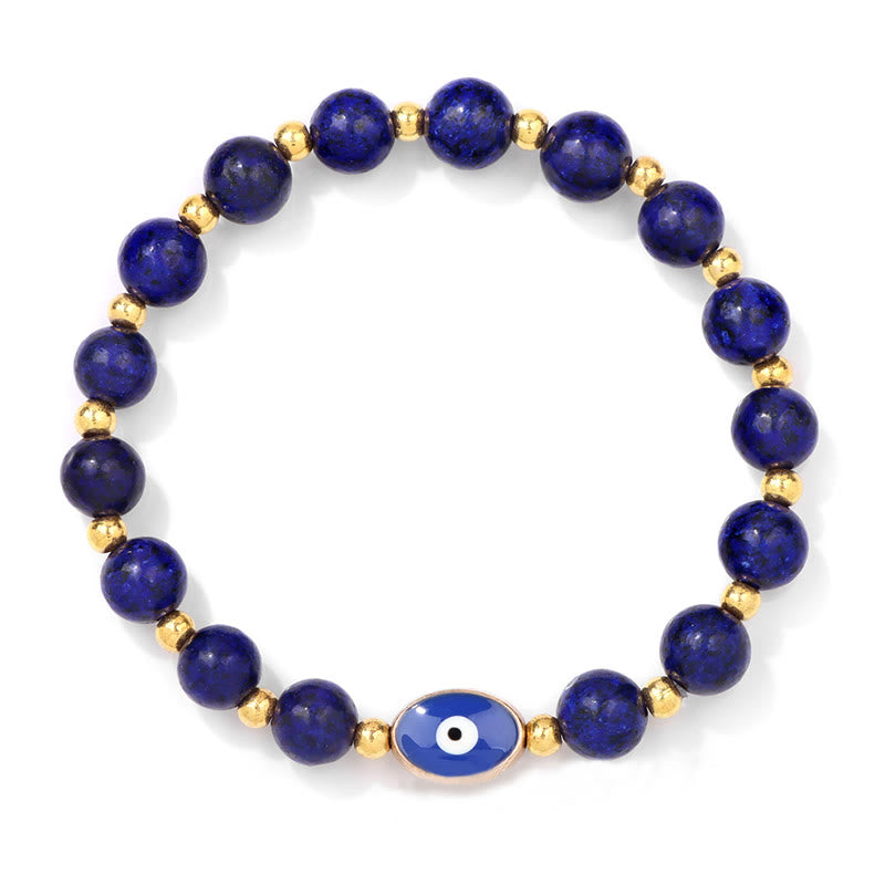 Olivenorma 8mm Blue Tiger Eye Evil Eye Bracelet