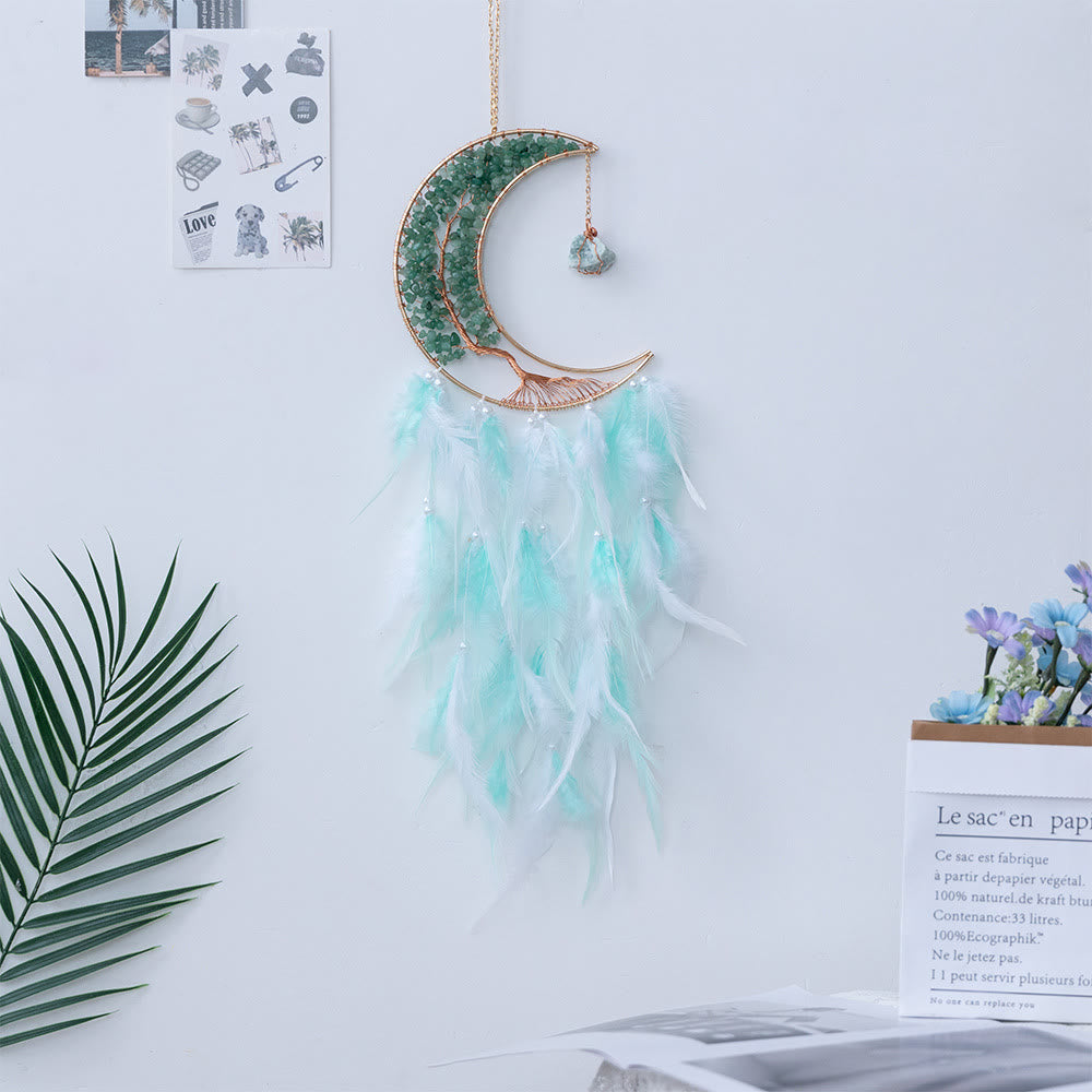 Olivenorma Natural Gravel Woven Tree of Life Moon Dream Catcher