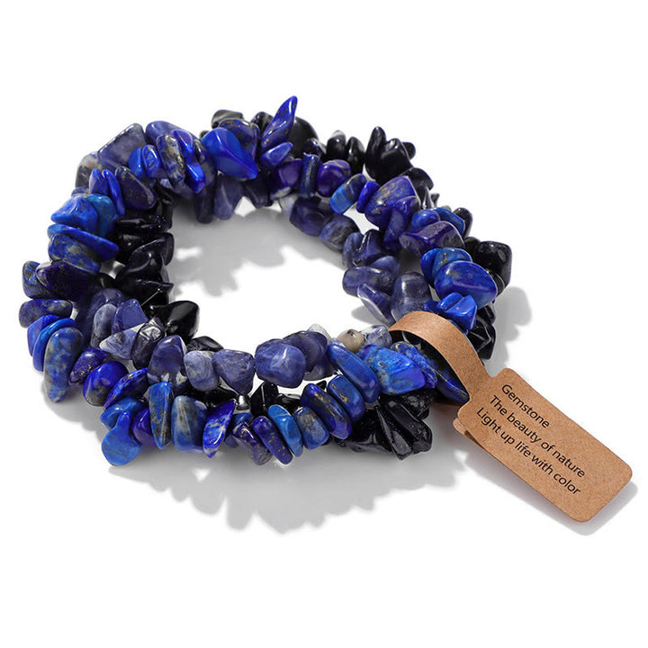 Olivenorma Natural Irregular Crystal Gravel Three Layer Bracelet