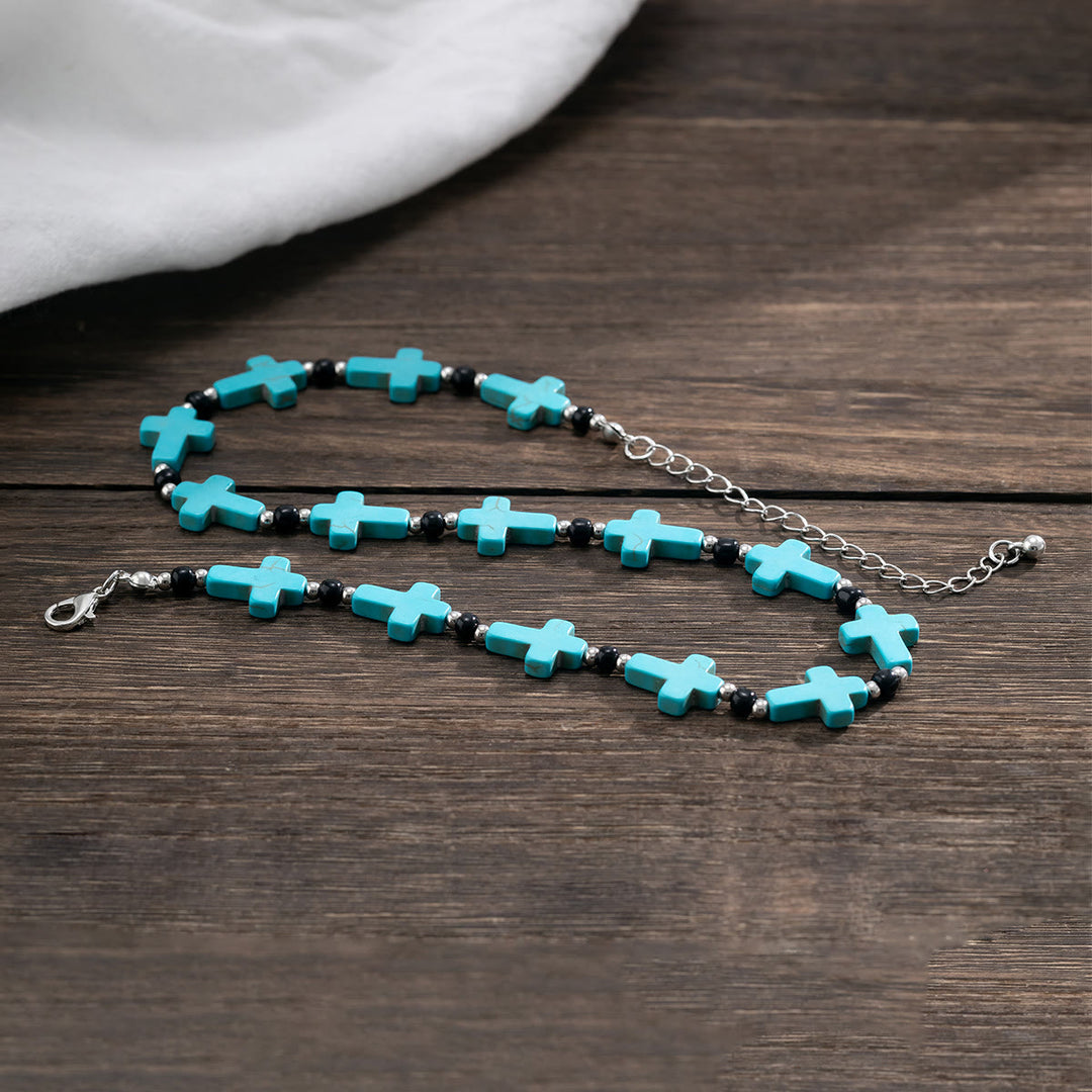 Olivenorma Turquoise Cross Strand Necklace