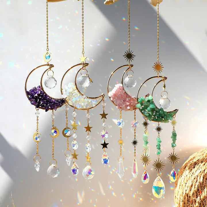 Olivenorma Moon Crystal Hourglass Wind Chime Suncatcher