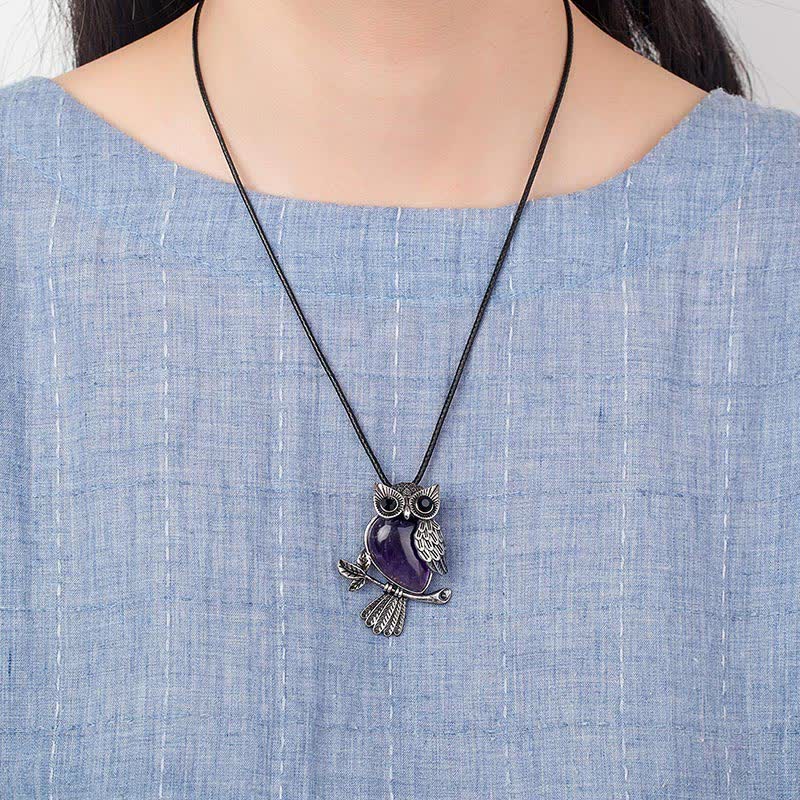 SPIRITUAL ENERGY - Owl Gemstone Necklace with Bracelet Gift Set - image 4