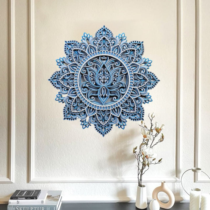 Olivenorma Blue Lotus Mandala 3D Painting Wall Decor