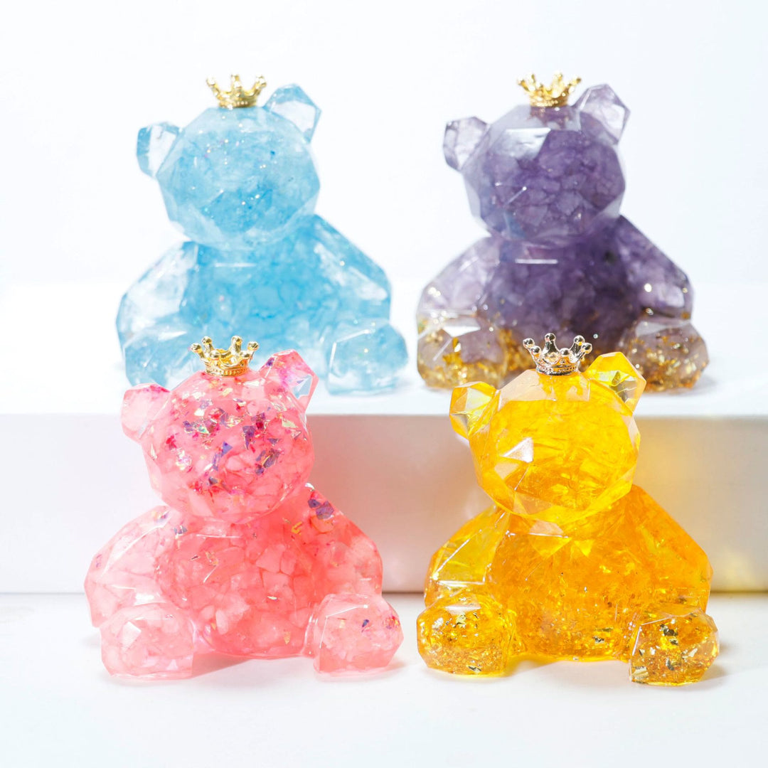 Olivenorma Crystal Gravel Resin Bear Ornament Gemstone Decoration