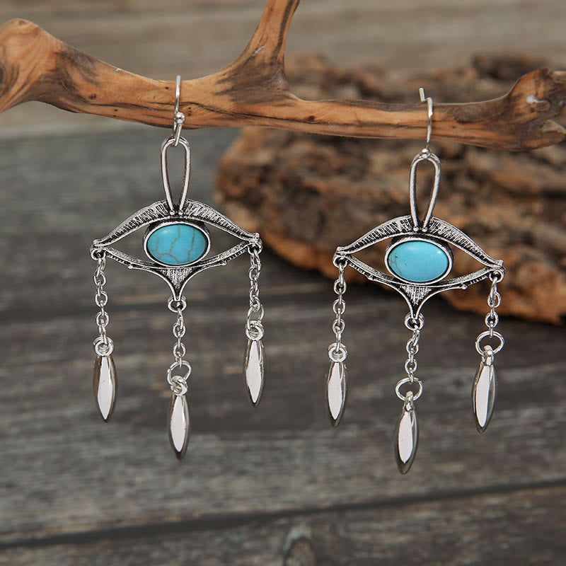 Olivenorma Geometric Cutout Eye Turquoise Bohemia Earrings