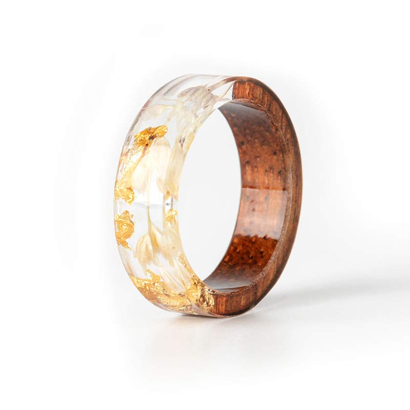 Olivenorma Intellectual & Optimistic - Handmade Wood Ring - Gold+White - 11 - image 33