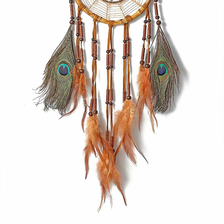 Olivenorma Hand Woven Natural Wooden Beads Feather Dream Catcher