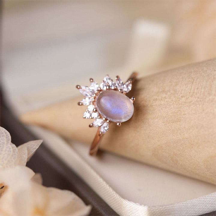 Olivenorma Oval Moonstone Opal S925 Sterling Silver Ring