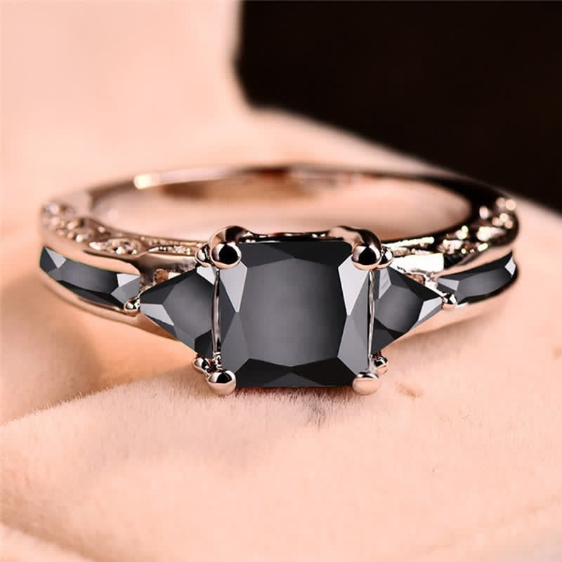 FREE Today: "Simple Pretty" -  Princess Cut Obsidian & Sapphire Ring  - image 0