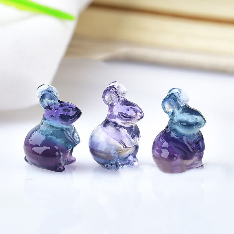 Olivenorma Natural Color Fluorite Mini Rabbit Gemstone Decoration - Fluorite&Rainbow Fluorite - image 0