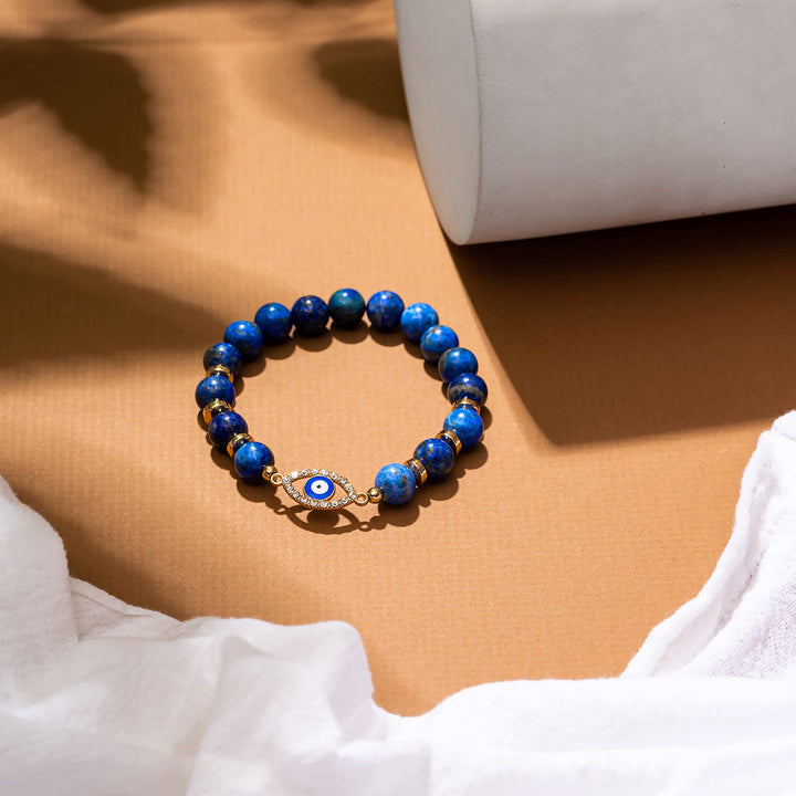 Olivenorma "Mood & Energy Protection" Lapis Lazuli Beaded Evil Eye Bracelet