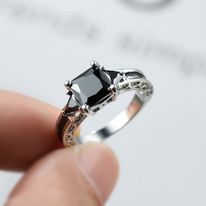 FREE Today: "Simple Pretty" -  Princess Cut Obsidian & Sapphire Ring  - image 2