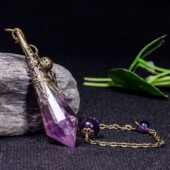 Natural Amethyst Retro Healing Pendulum