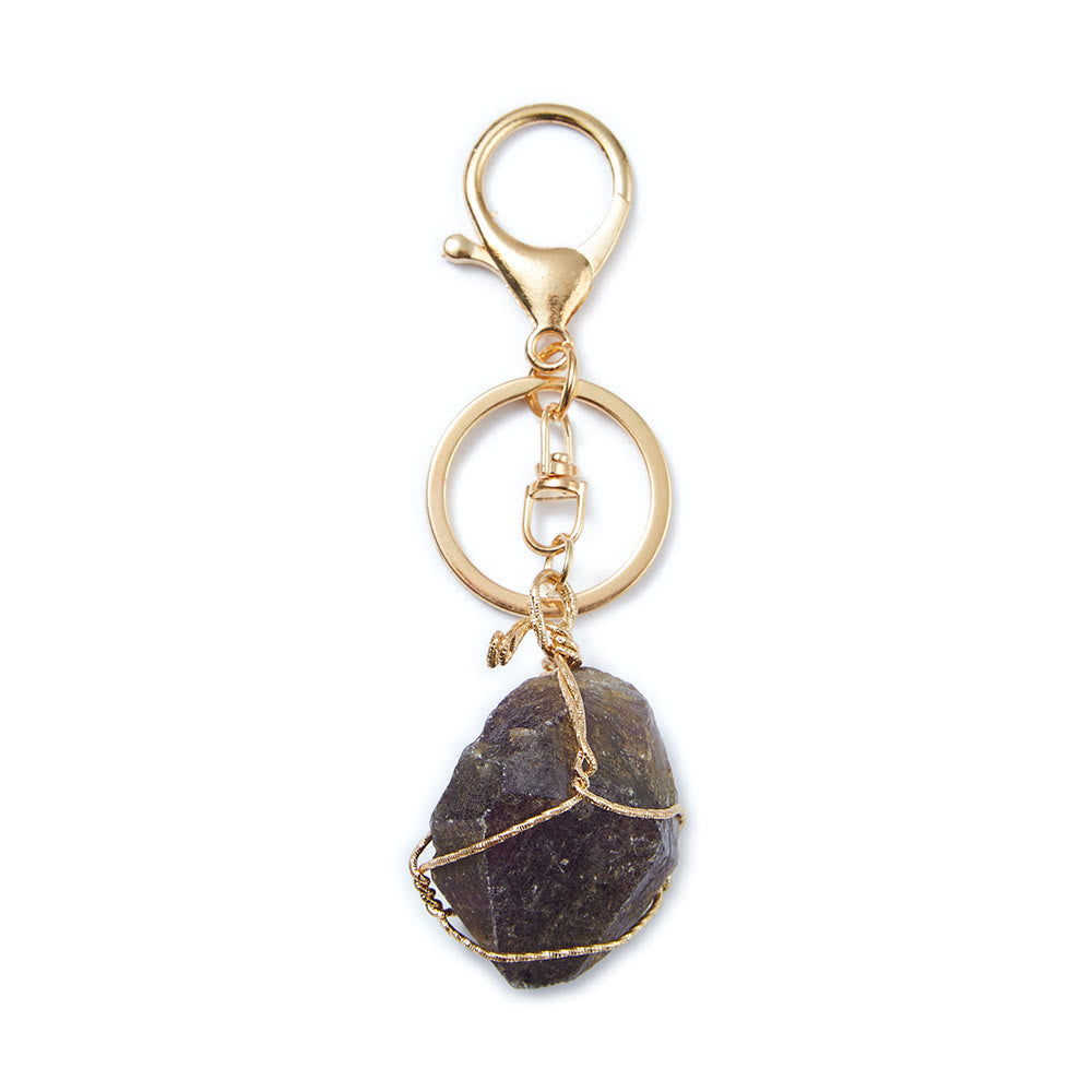 Olivenorma Raw Crystal Keychain Gemstone Pendant Keychain - Amethyst - image 1