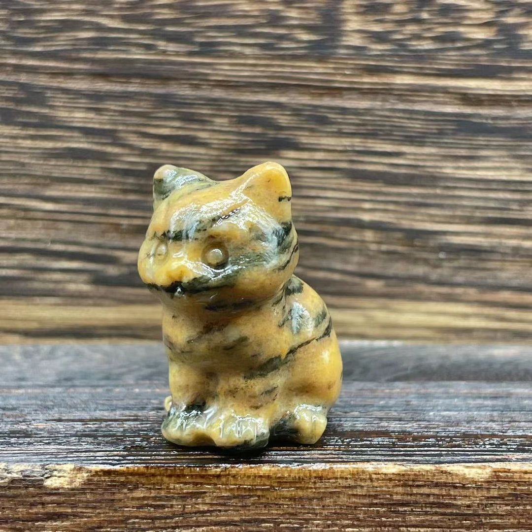 Olivenorma Natural Stone 1.2 Inch Cute Kitten Gemstone Decoration - Leopard Stone - image 7