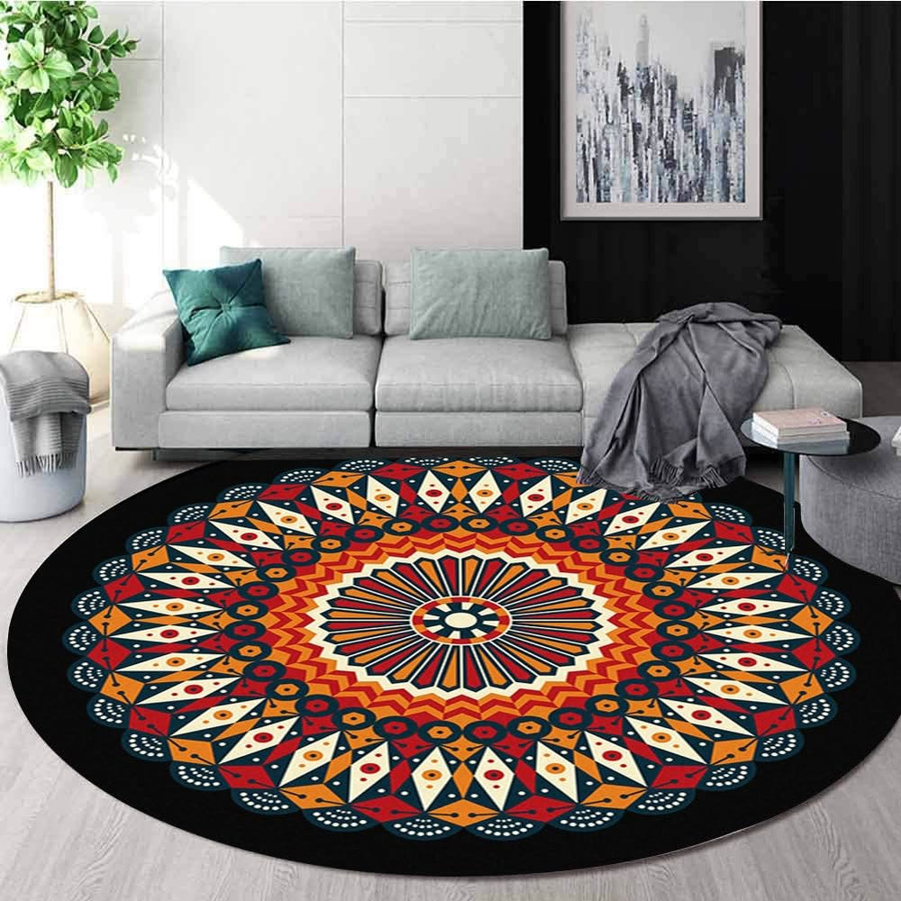 Olivenorma Mandala Round Area Rug Machine Washable Carpet - image 1