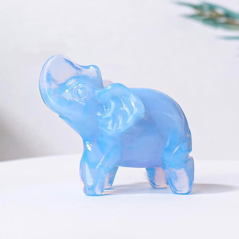 Olivenorma Natural Crystal Elephant Carving Ornament Gemstone Decoration