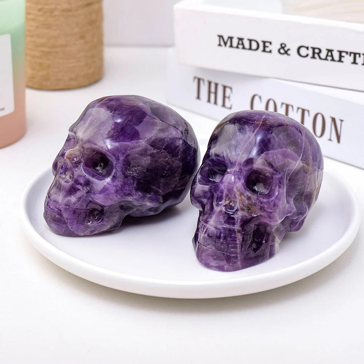 Olivenorma 3inch Amethyst Skull Statue Healing Gemstone Decoration