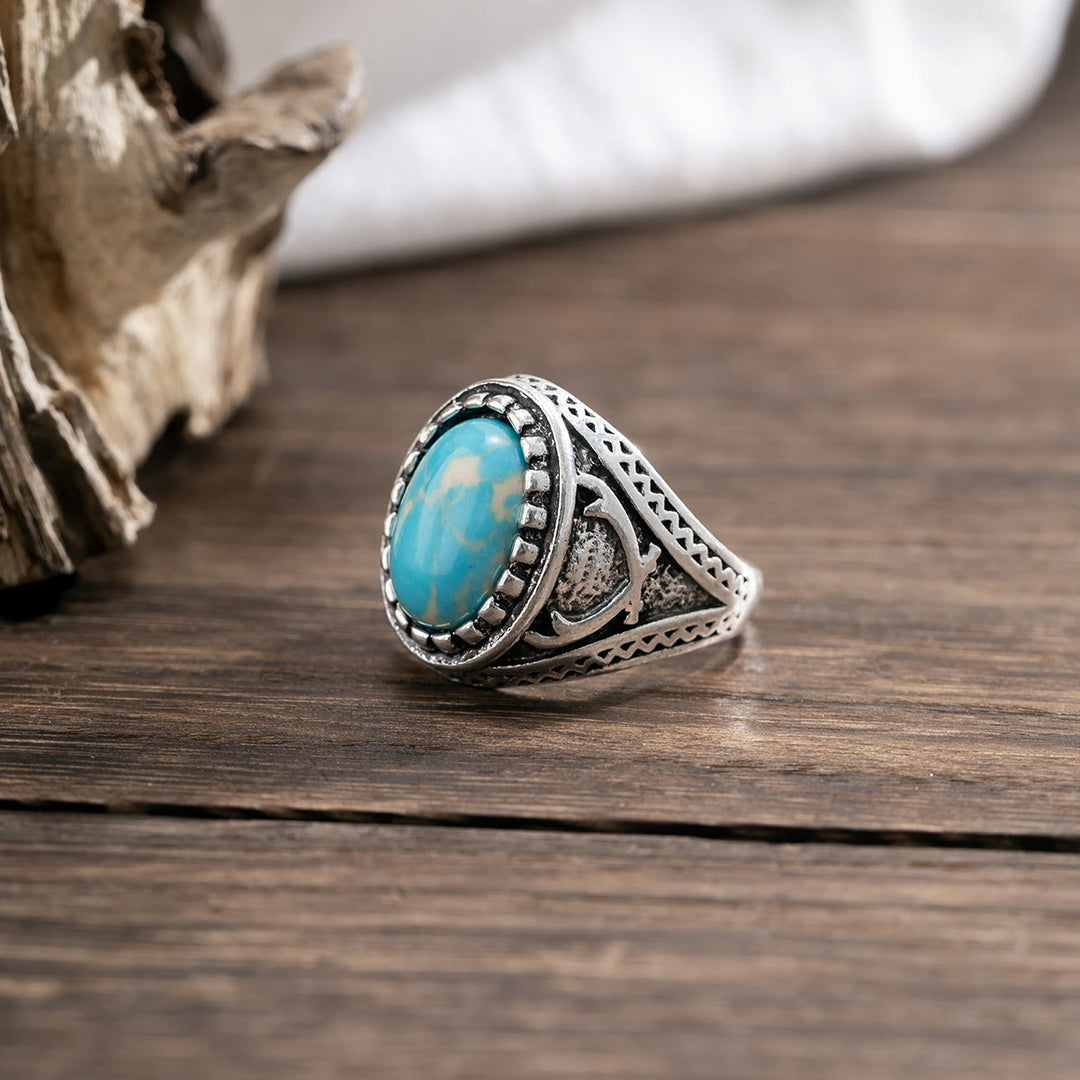 Olivenorma Retro Turquoise Men's Ring - image 4