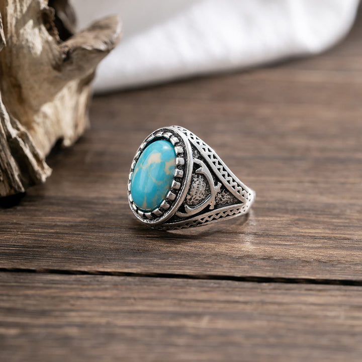 Olivenorma Retro Turquoise Men's Ring - image 4