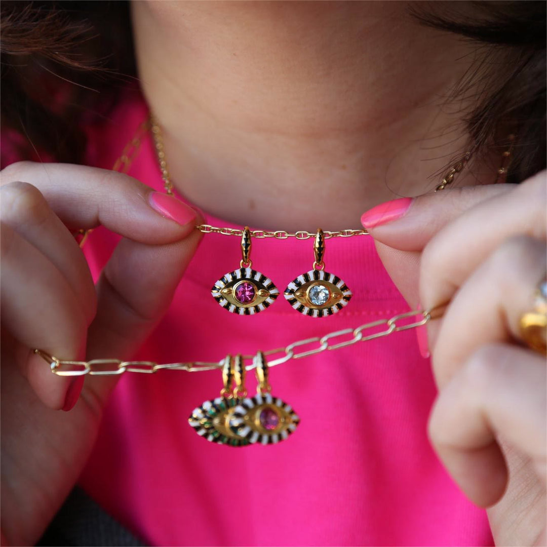 Olivenorma Stainless Steel Colorful Evil Eye Zircon Pendant Necklace - image 7