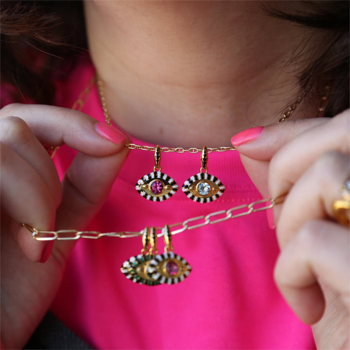 Olivenorma Stainless Steel Colorful Evil Eye Zircon Pendant Necklace - image 7