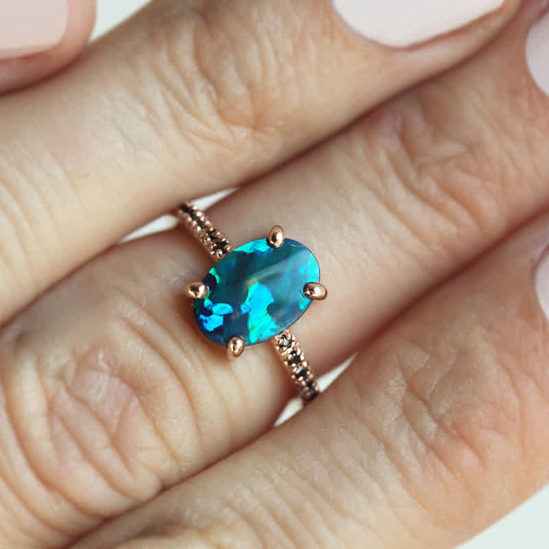 Olivenorma Sapphire With Opal 3 - Piece Ring Set - image 9