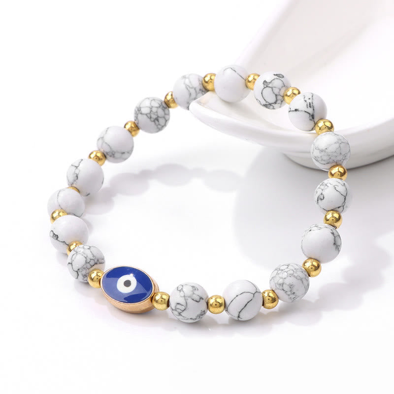 Olivenorma 8mm Blue Tiger Eye Evil Eye Bracelet