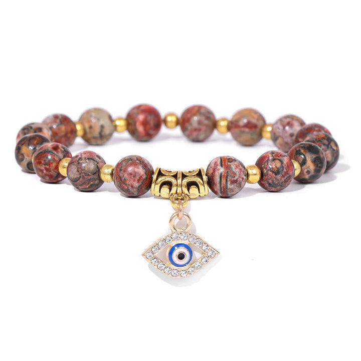 Olivenorma Natural Stone Beaded Evil Eye Pendant Bracelet