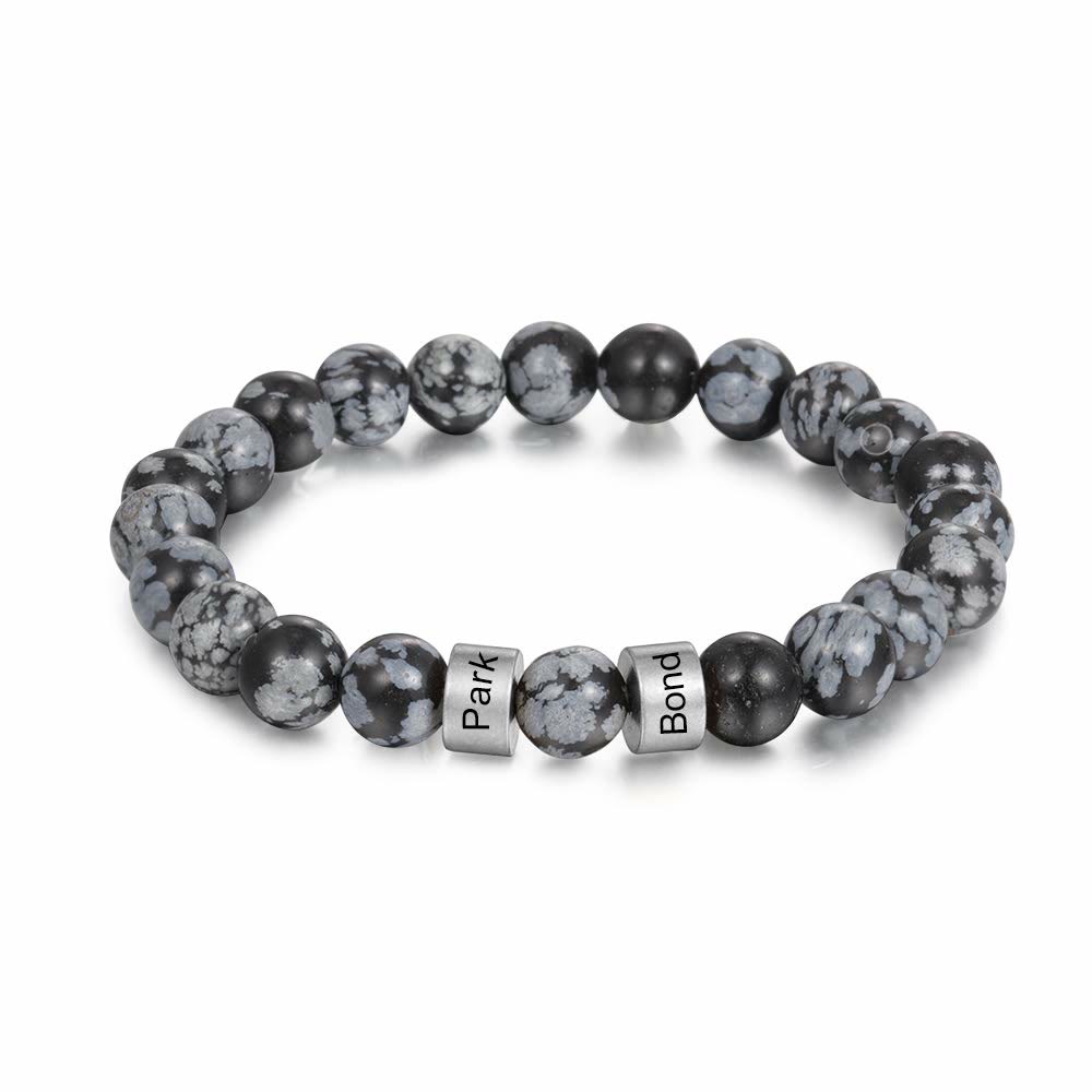 Olivenorma Natural Stone Engraving Personalized Beads Men Bracelet