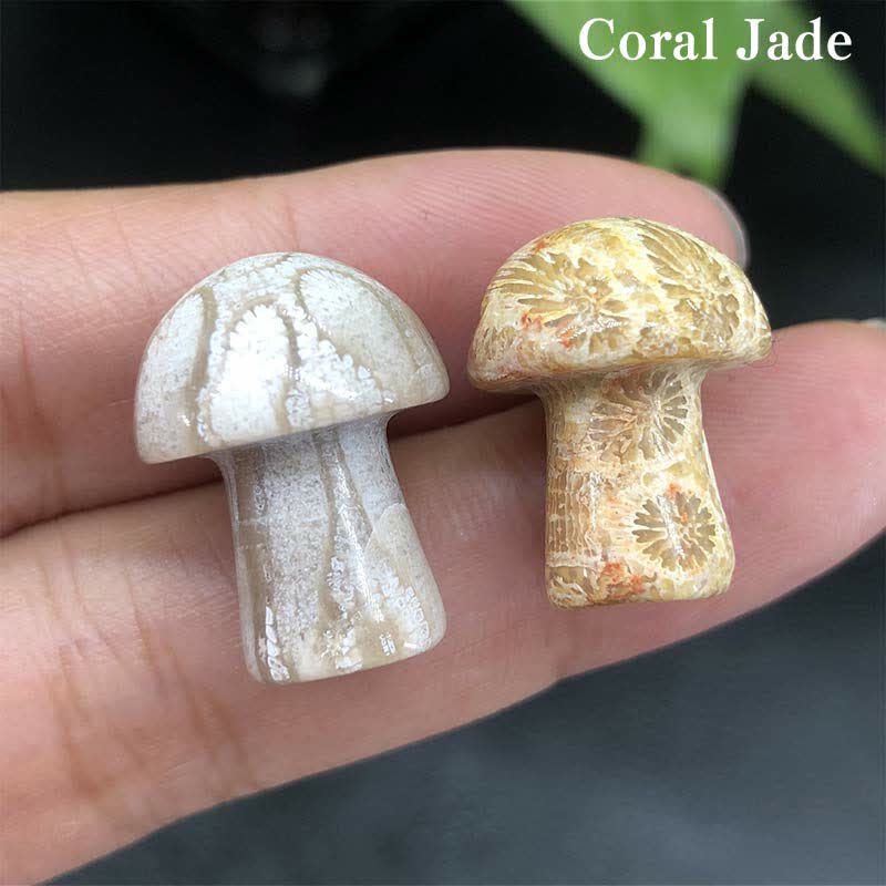 Olivenorma Natural Crystal Mini Mushroom Decoration  - Coral Jade - image 23