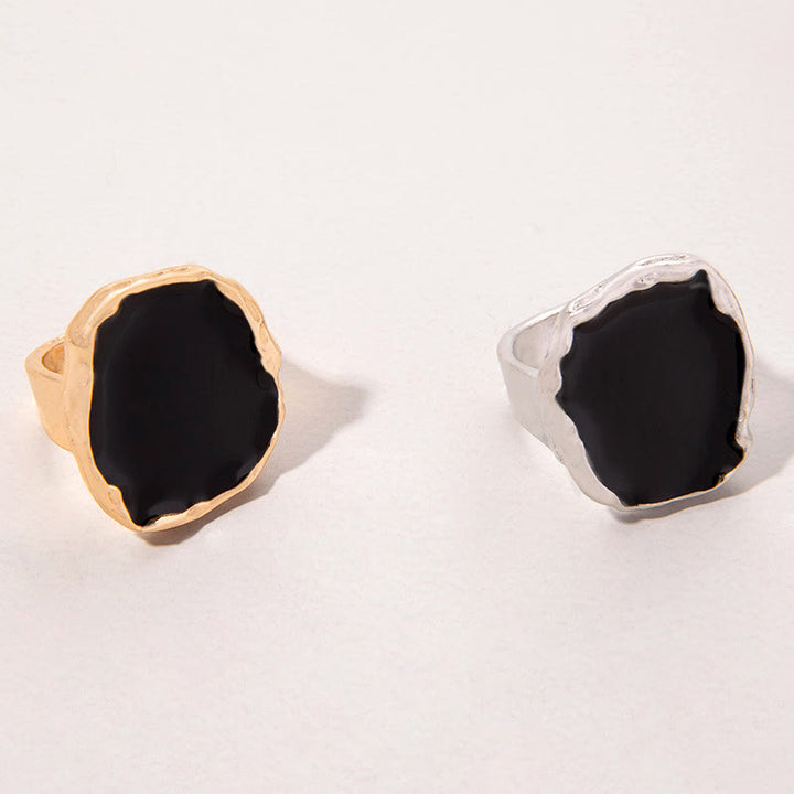 Olivenorma Exaggerated Irregular Gold Edged Resin Glue Adjustable Ring - image 7