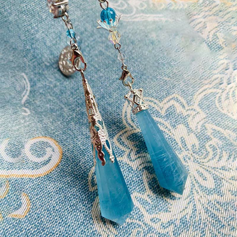 Olivenorma Aquamarine Antlers Crown Silver Chain Pendulum