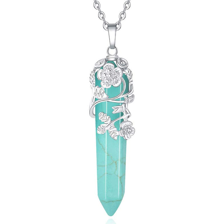 Olivenorma Natural Crystal Hexagonal Column Necklace