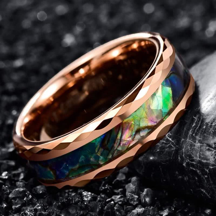 Olivenorma Koa Wood and Abalone Shell Tungsten Carbide Ring - Rose Gold #2 - 13 - image 24