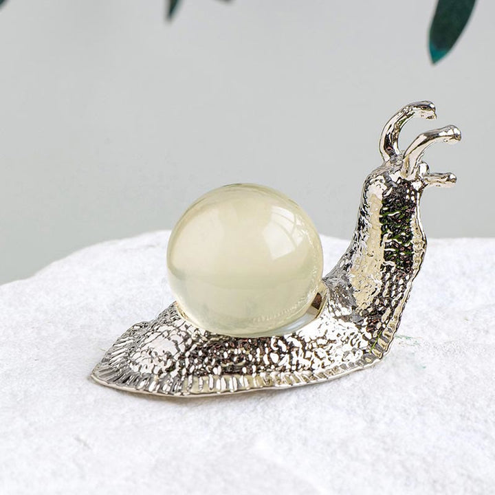 Olivenorma Natural Crystal Ball Holder Small Snail Gemstone Decoration - Citrine - Silver - image 17