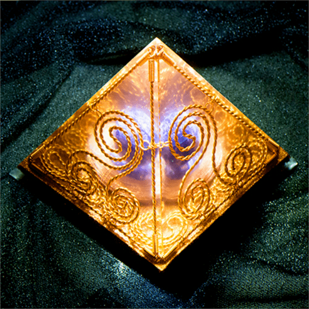 Olivenorma Triple Helix Cube - Ancient Egyptian Totem Amethyst Orgone Pyramid