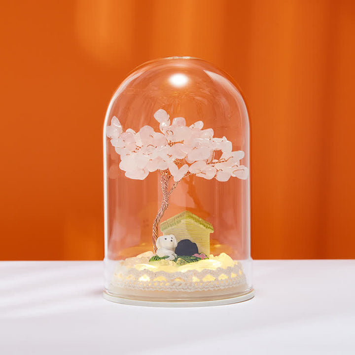 Olivenorma Natural Crystal Glass Cover Feng Shui Tree Decoration