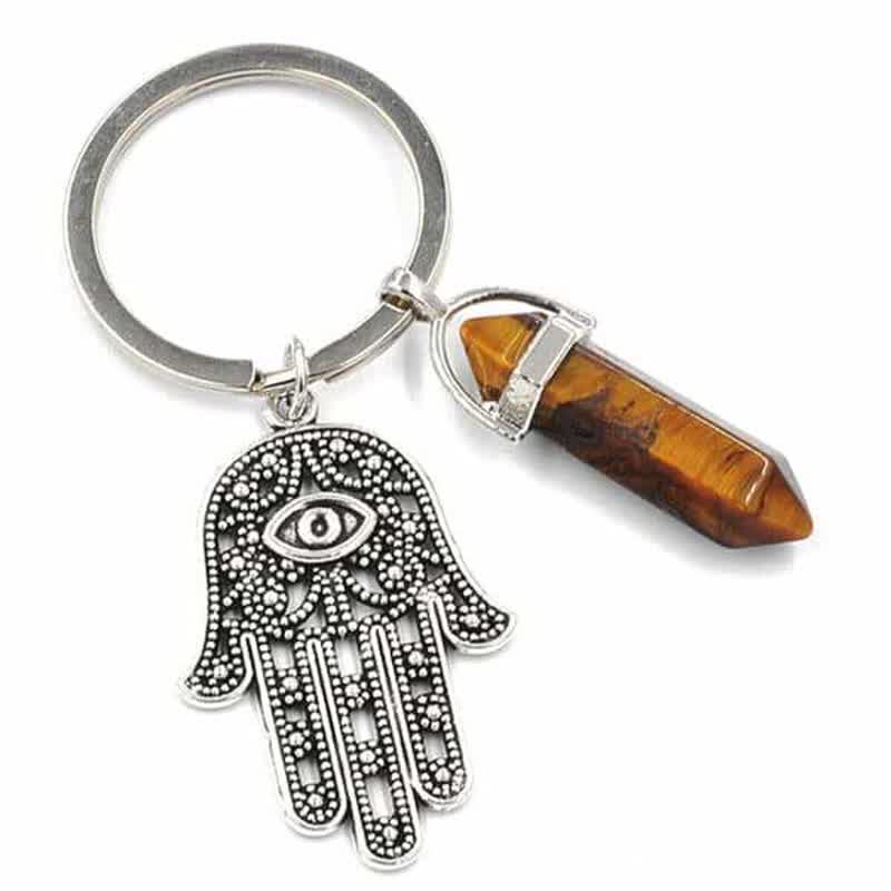 Olivenorma Inspiring Hamsa Hand Crystal Keychain - Tiger Eye - image 17
