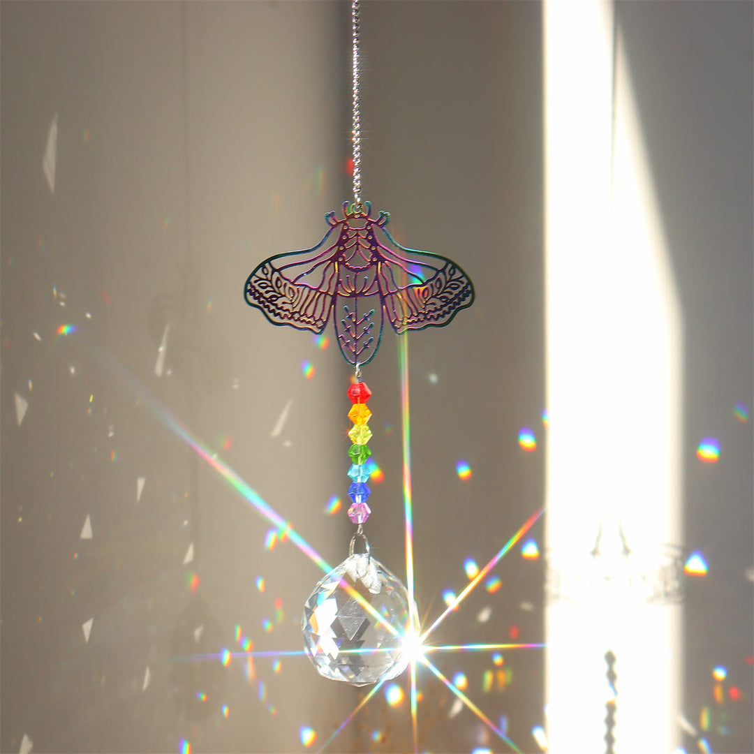 Olivenorma Clear Crystal Hanging Chakra Beads Wind Chime Suncatcher - Colorful Moth - image 41